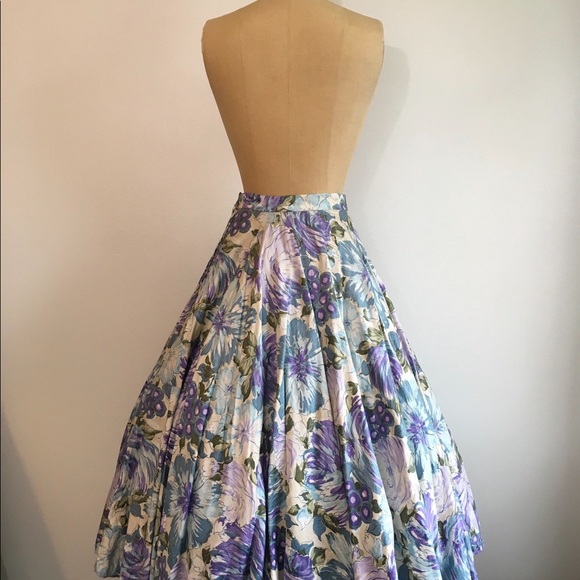 Vintage 1950’s Wilroy Rose Print Circle Skirt - Picture 4 of 8
